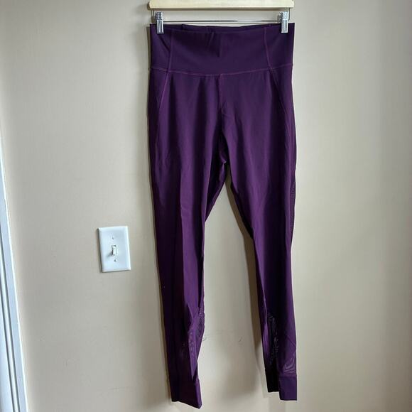 lululemon athletica Pants - Lululemon purple full length leggings mesh panels women's size 10 athletic